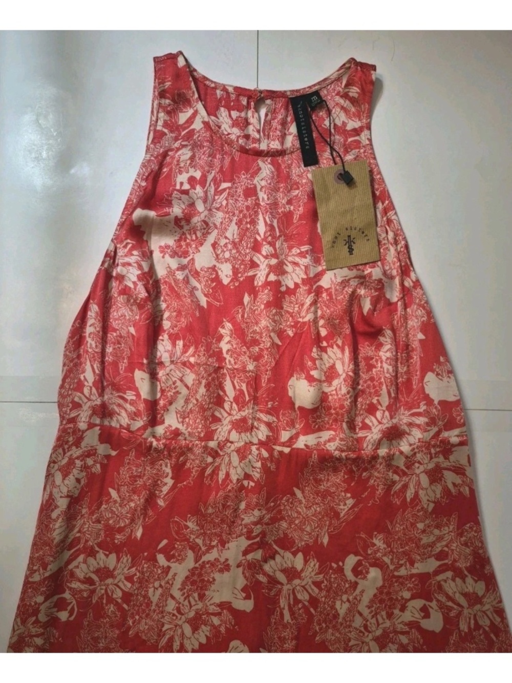 Knot Sisters Viscose DRESS red ivory NWT S halter mini soft Aline - Picture 2 of 12